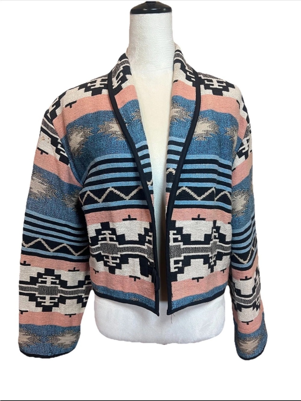 Vintage Flashback Tapestry Aztec Jacket Coat Womens Small Southwest Tribal Artsy